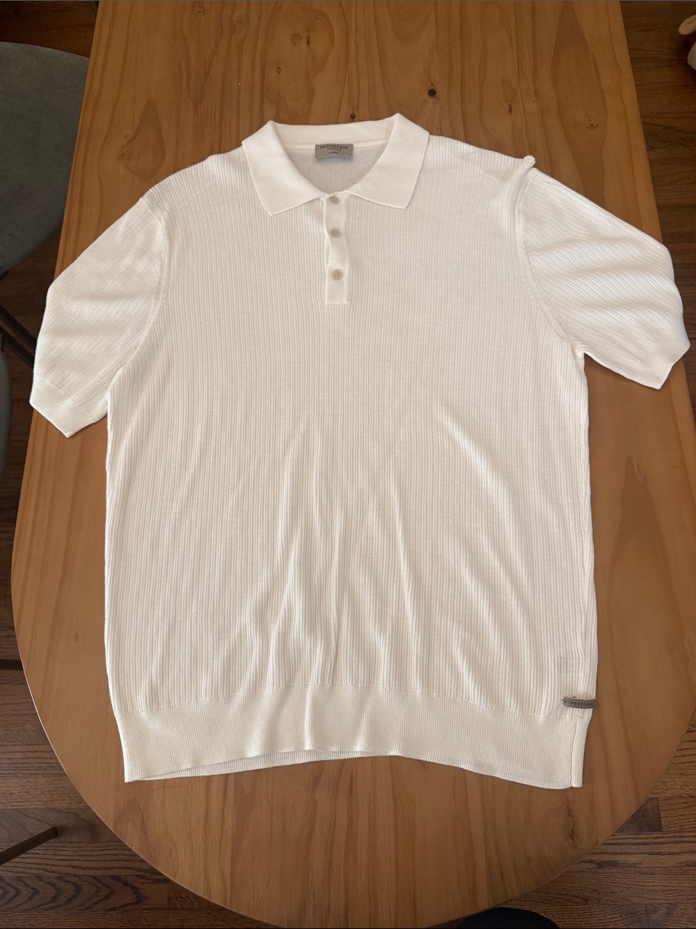 Industrie Ribbed Polo - Size L - White